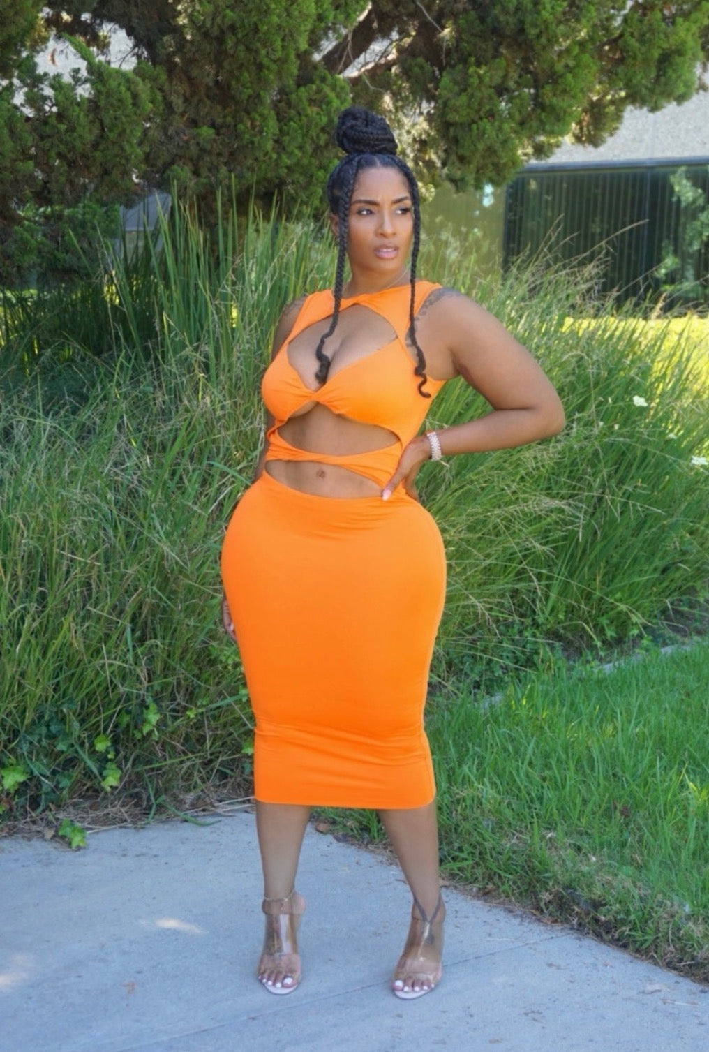 Neon Glow-Dress (Orange) – Theluxelabel